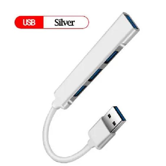 

New USB 3.0 Hub 4 Port USB Hub High Speed Type C Splitter 5Gbps For PC Computer Accessories Multiport HUB 4 USB 3.0 2.0 Ports USB-silver