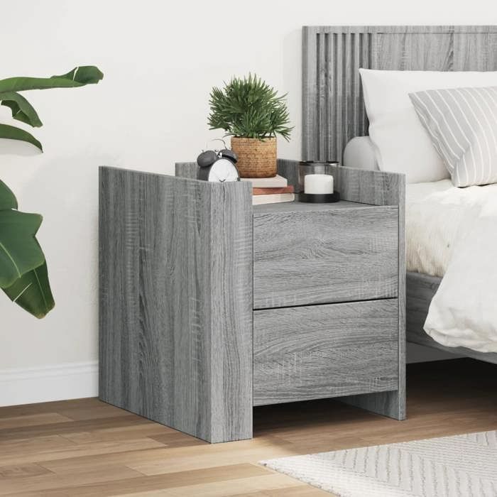VidaXL Bedside Table Sonoma Grey 45x50x50 Cm Engineered Wood, Bedside Furniture, Side Table, Bed Cabinet, Cabinet 848288