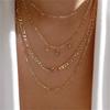 Classic Gold Multilayered Necklace for Women Vintage Silver Geometric Pendant Necklaces Butterfly Choker Jewelry