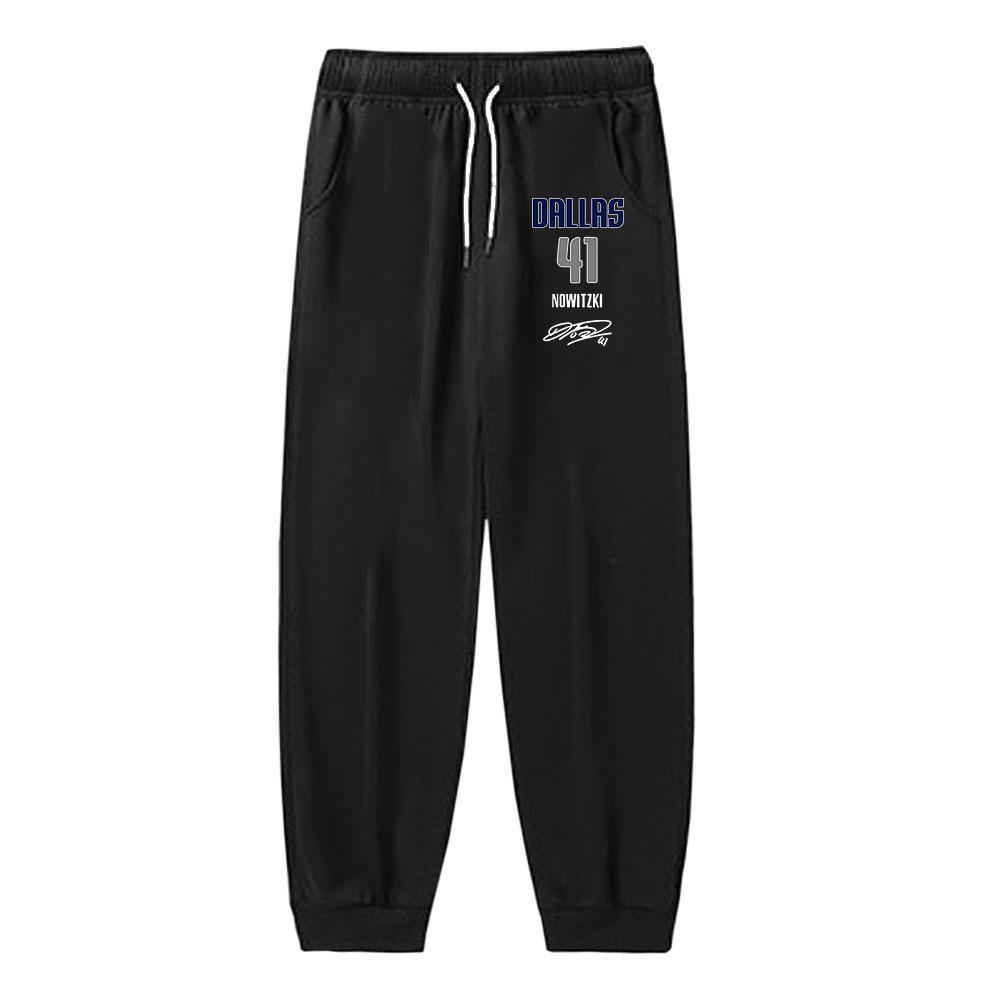 Nowitzki No. 41 Signature Sweatpants Combed Cotton Spring and Autumn Sweatpants Men s and Women s Basketball Sports Casual Pants S