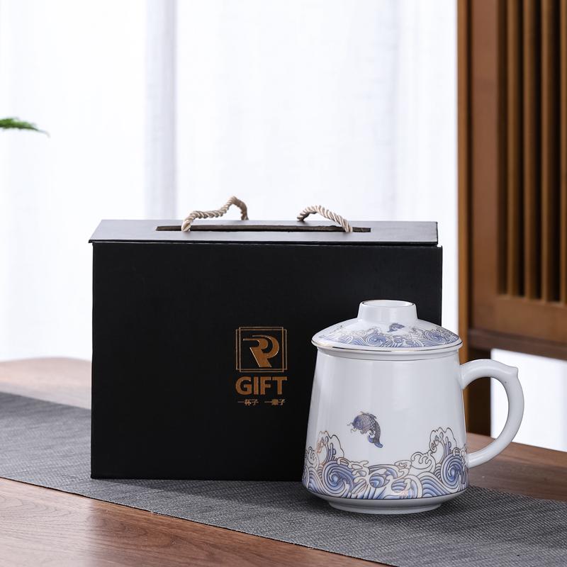 Ceramic Tea Infuser Mug with Lid and Custom Logo - Large Capacity