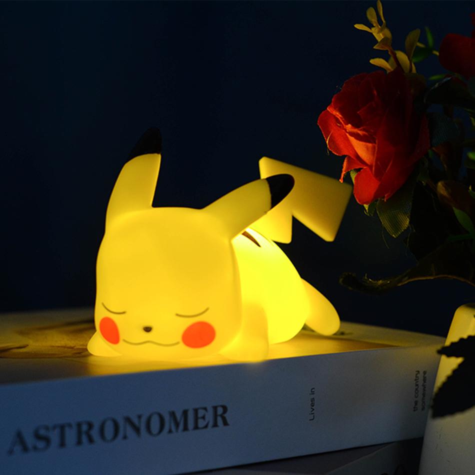 12cm Pokemon Pikachu Night Light Anime Figure Cute Bedside Lamp For Bedrooms Ornaments Children's Luminous Toys Christmas Gift