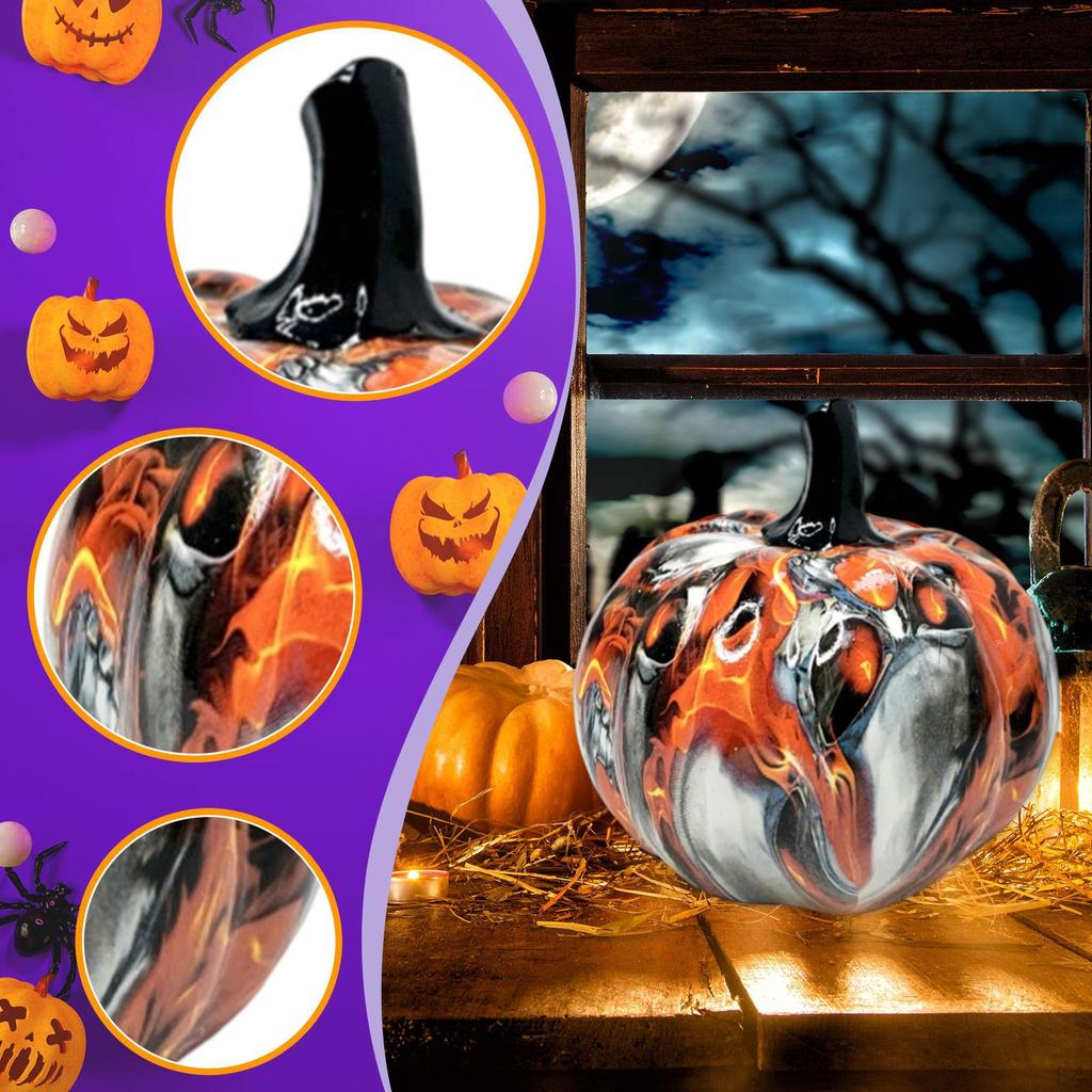 Pumpkin Figurine Halloween Decor Crafts Autumn Harvest Desktop Ornament Miniature for