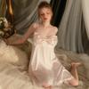 Sexy Nightdress Suspender Mesh Bow Women's Summer Thin Ice Silk Silk Can Be Worn Outside Loungewear