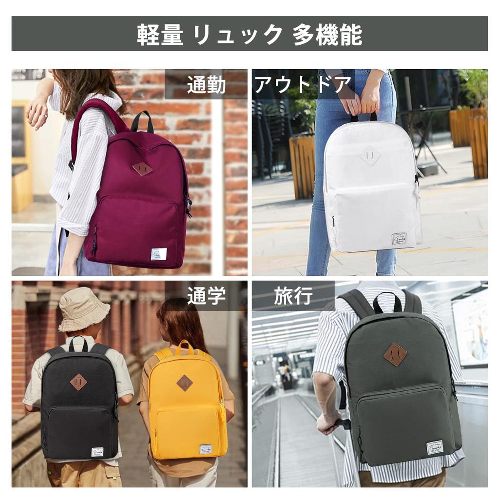 VASCHY Backpack for Women and Perfect for and High School Large PC Outdoor A4 White Men, Commuting, School, Students, Capacity, Storage, Travel,