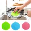 Household Kitchen Dish Washing Scrubber Silicone Bowl Cleaning Brush Cloth Scouring Pad Pot Kitchen Clean Dishwashing Sponge