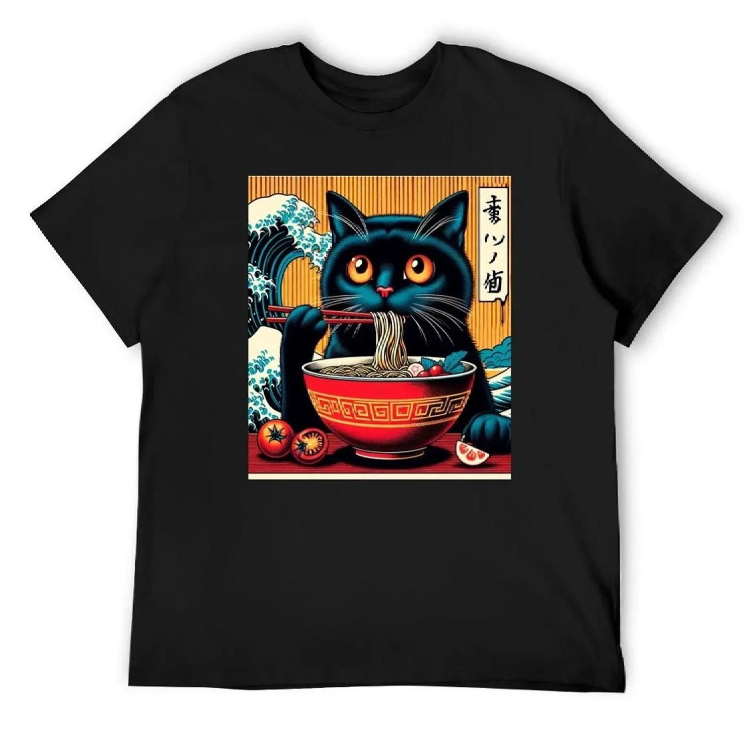 

Cat Ramen Japanese Funny Graphic Tees Kawaii Cat Anime lover T-Shirt Clothing anime clothes for men XXXXXL різнокольоровий