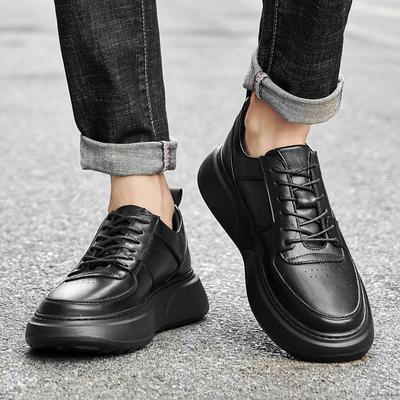 Fashion Genuine Leather Men's Casual Board Shoes Classic Black Versatile Design Outdoor Comfortable Walking Sports Shoes for Men New