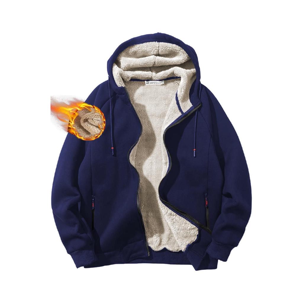 Ghassy Co.. Men's Ultra Thermal Sherpa Lined Hooded Winter Sweatshirt With Zipper Pocket