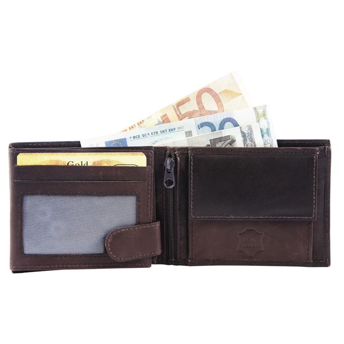 Portefeuille - EXCELLANC - Madi - Cuir véritable - Format horizontal - Marron