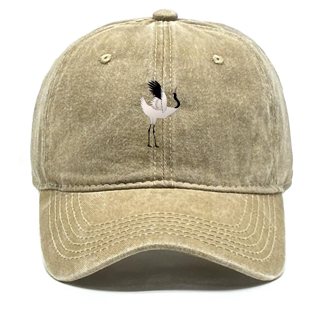 1 Psc Red-crowned Crane Print Adjustable Baseball Cap Dad Hat Simple Solid Color Snapback Sun Hat Ideal Choice For Urban Style