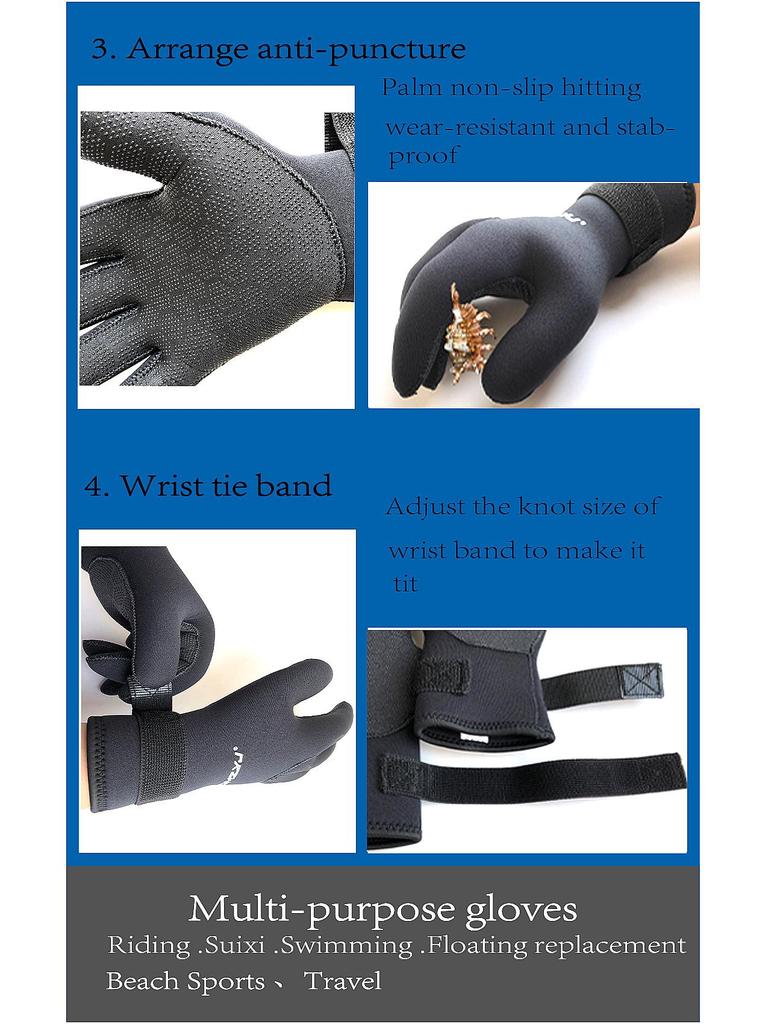 Men's Winter Diving and Fishing Gloves 3mm/5mm - Anti-slip, Anti-puncture, Wear-resistant, Warm, Cold-proof Scuba Wetsuit Gloves