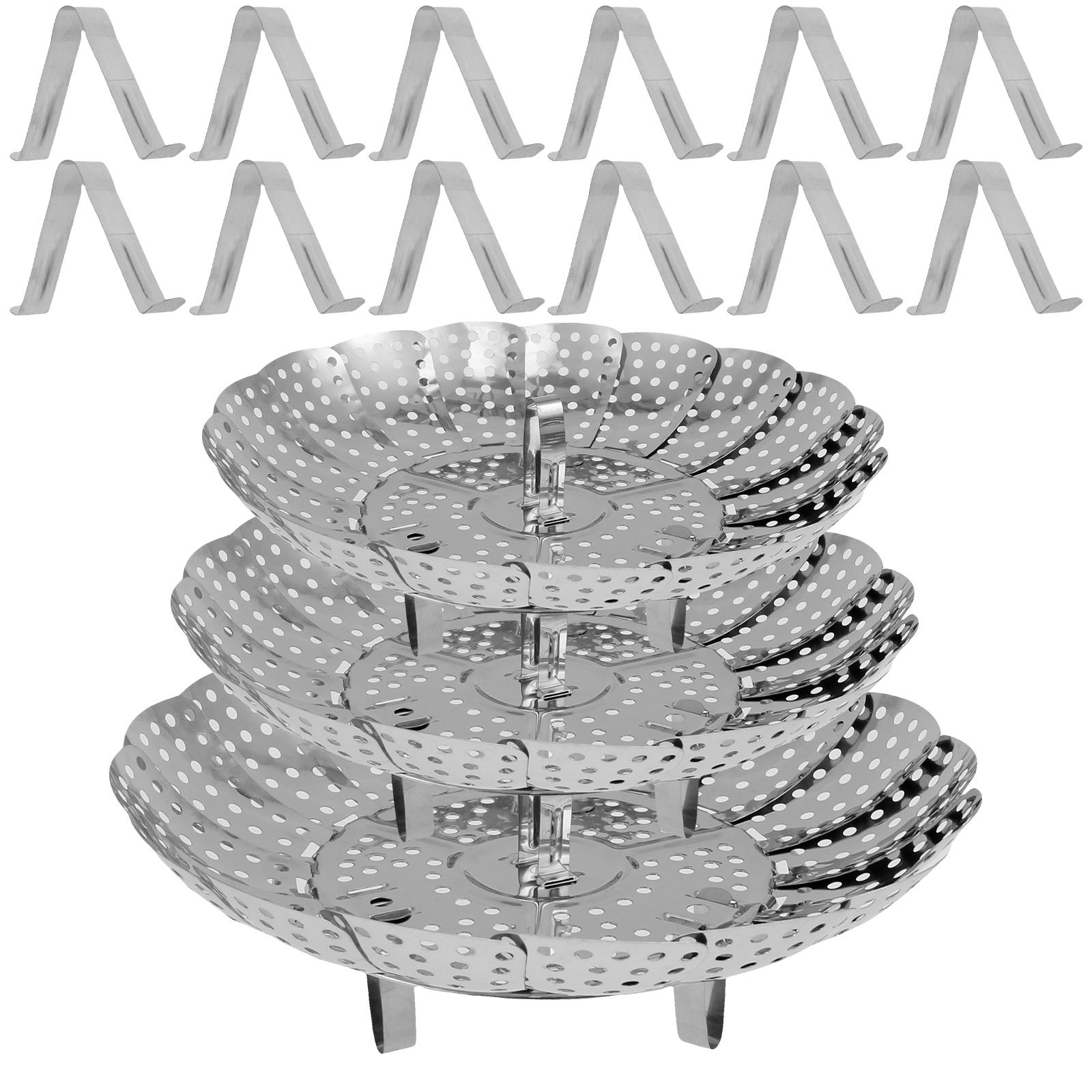 Нержавеющая стальная корзина-пароварка для овощей 3 размеров, складная, расширяемая, вставки для пароварки, кухонный инструмент для приготовления на пару