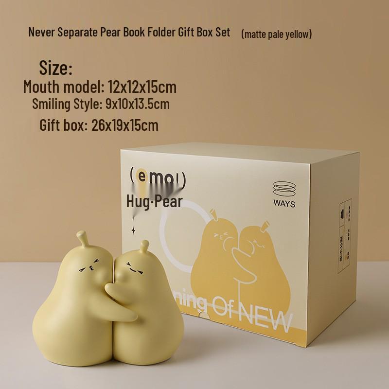Cute Ceramic Pear Hugging Bookend - Charming Home Decor & Perfect Valentine's or Birthday Gift