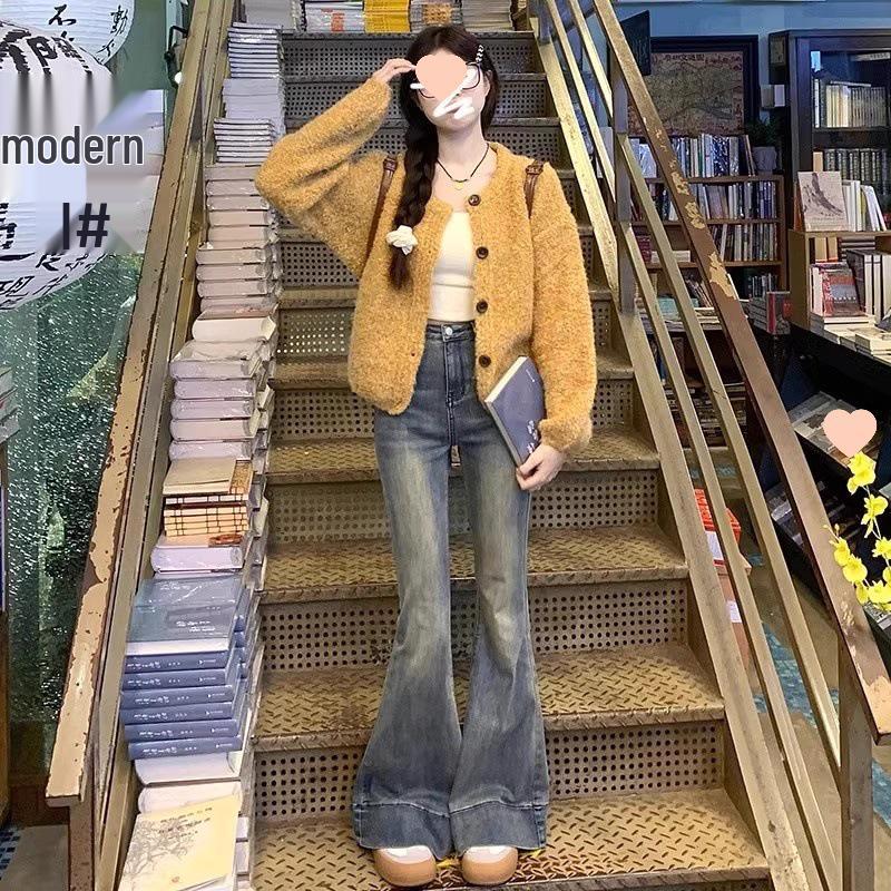 

Women s Yellow Knit Cardigan Sweater: New Autumn/Winter Design, Stylish & Cozy XL