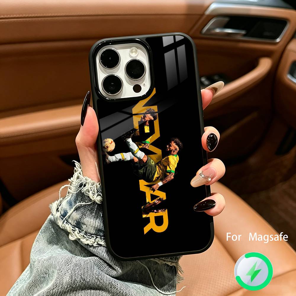10-N- Neymar Funda de Teléfono de Fútbol Para IPhone17 16 15 14 13 12 11 Pro Max 16/15/14Plus Cubierta de Cargador Inalámbrico Funda