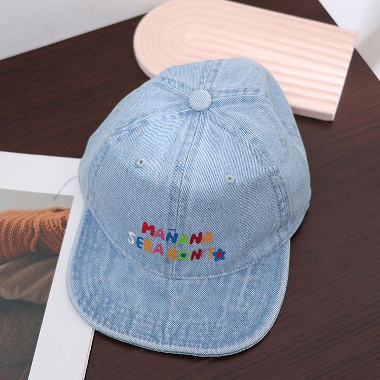 Spring & Autumn Unisex Baby Denim Hat with Embroidered Letters