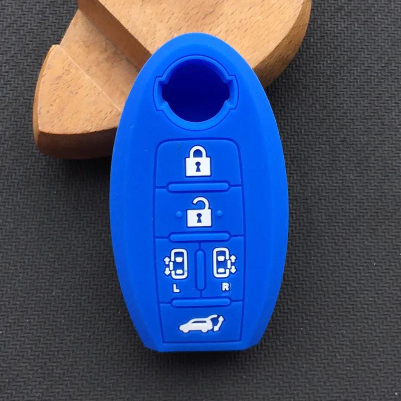 ZAD 5 Buttons Silicone Car Key Case Cover Fob Skin Pocket Protector for Nissan Quest MPV Elgrand Nv200 Evalia Serena Key Holder