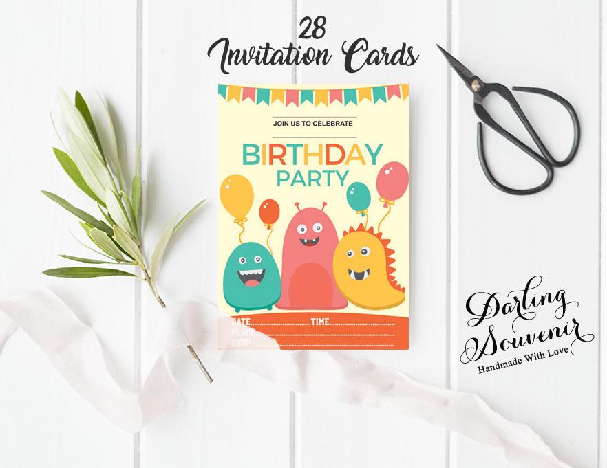 Darling Souvenir Yellow Birthday Invitation Card Printable Fill or Write In Blank Invites Party Supplies Pack Of 28 5 X 7