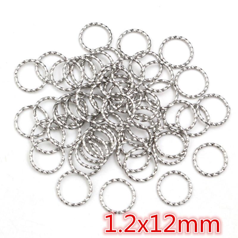 50pcs Stainless Steel 1/1.2mm Thick 6 8 10 12 14mm Twist Open Jump Rings for DIY Jewelry Making Findings for Earrings Necklace
