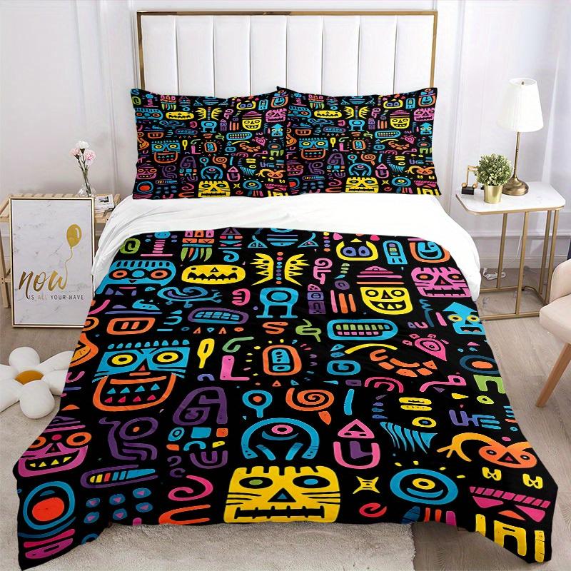 3pcs Abstract Patterns Soft Comfortable Bedding set, For Bedroom, Guest Room And Dorm, All - Season Use, High-Definition Printing152