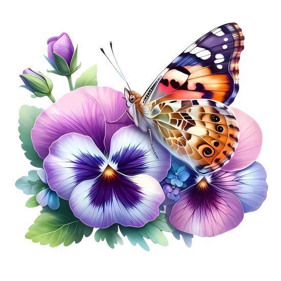 Window Sticker Purple Butterfly Flower Design Glass Decal No Residue Waterproof Window Cling