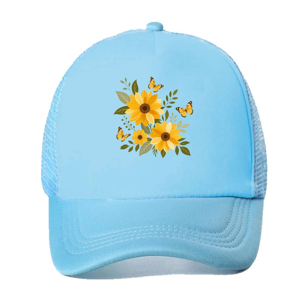 Golden Wildflower Butterfly Joy Gard  Mesh Baseball Cap Hip Hop