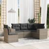 Vidaxl 5-Cz. Garden Lounge Set, Cushions, Grey PE Rattan
