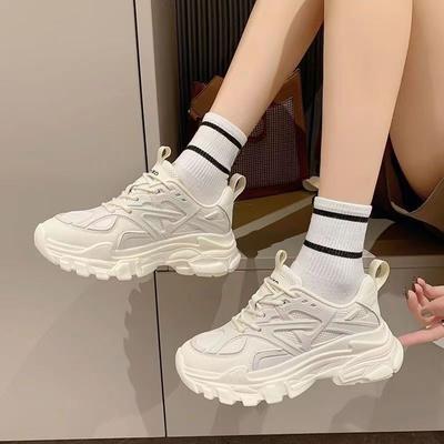 Black Daddy Shoes Women's Summer and Spring New All-Match Thick Bottom Thick Bottom Show Sneakers