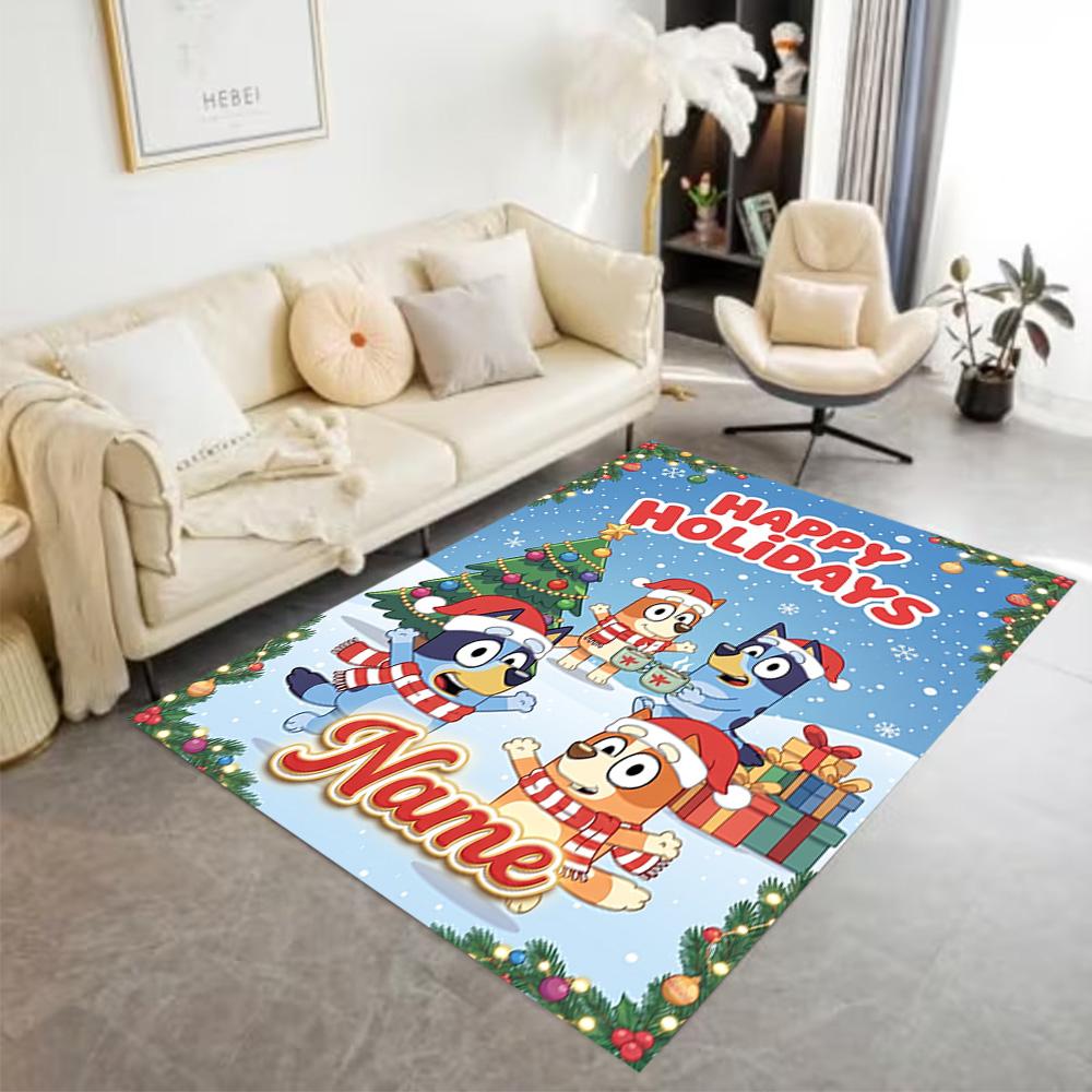 Halloween Bluebird Party Customize Text Floor Mat Design for Bedrooms Hallway Game Room Living Rooms Anti-slip Rug Office Home Decor