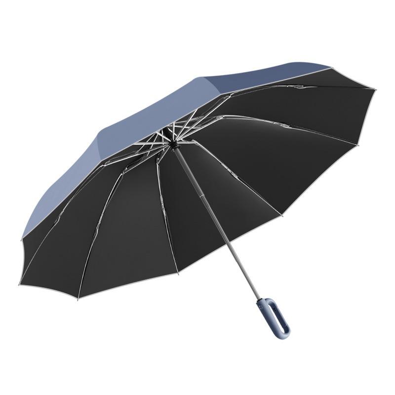 10 Bone Bump Cloth Reverse Automatic Umbrella Buckle Handle Triple Fold Men's Business Umbrella