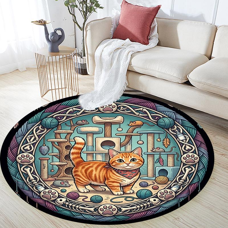 Cats Whiskers Adventure Round Area Rug Under Office Chairs Bedroom Living Room Home Decor