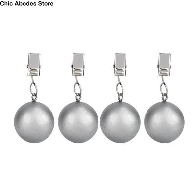 4Pcs Stainless Steel Curtain Weights Clips Heavy Duty Rust Proof Outdoor Curtain Anchors Windproof Rustproof Fixing Ball Clips