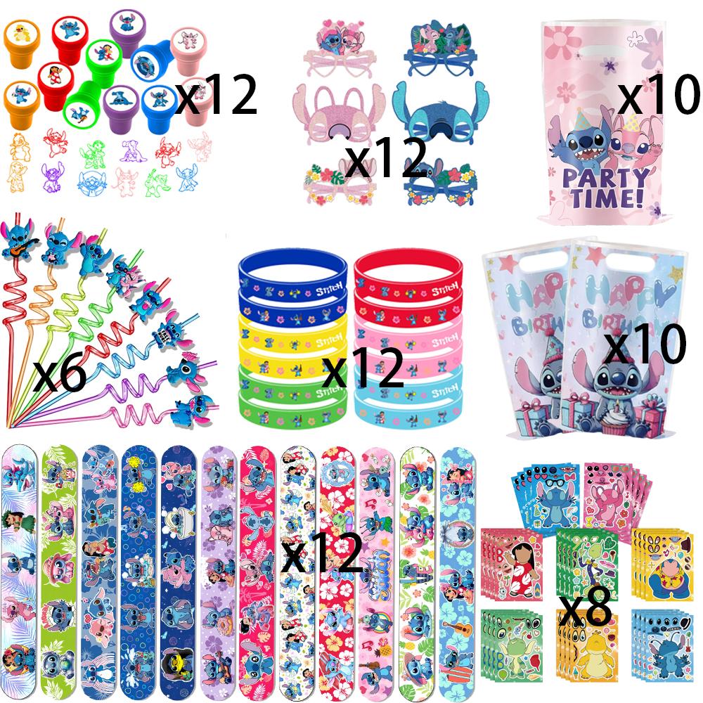 Lilo Stitch Kids Birthday Party Favors Gifts Slap Bracelets Stamps Reusable Straws Keychains Gift Bag Pinata Filler Baby Shower