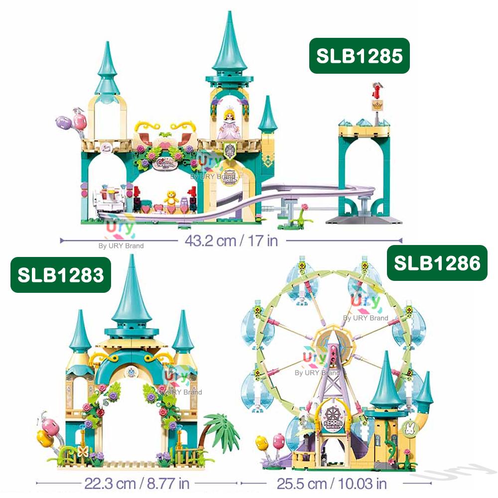 Sluban Friends City Amusement Shuttle Castle Roller Coaster Coaster Ferris Wheel Model Building Blocks Set DIY Toy for Girl Gift