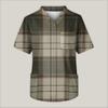 Men's Printing Short Sleeve V-neck Working Blouse Chest Pocket Carer Top