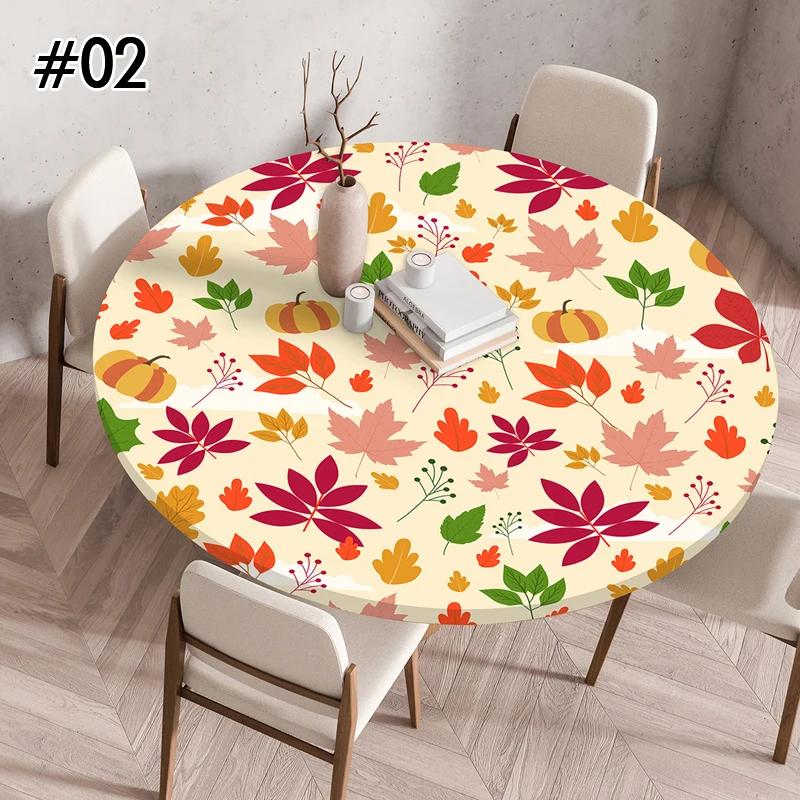 Round Table Cover for Kitchen Dining Table Waterproof Stretchable Tablecloth Stain-Resistant Round Table Mat Wedding Party Home