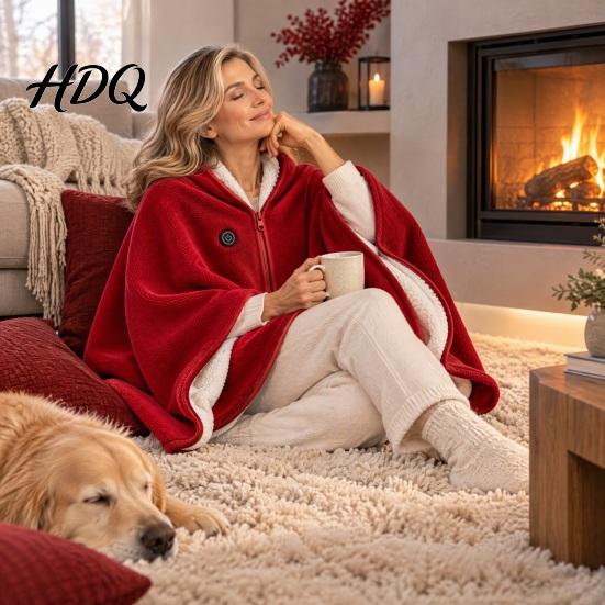 Electric Shoulder Warmer for Travel Heated Shawl Wraps Women USB Wearable Blanket Portable Blanket Adjustable Heat Wrap Home with 3 Settings & Fast