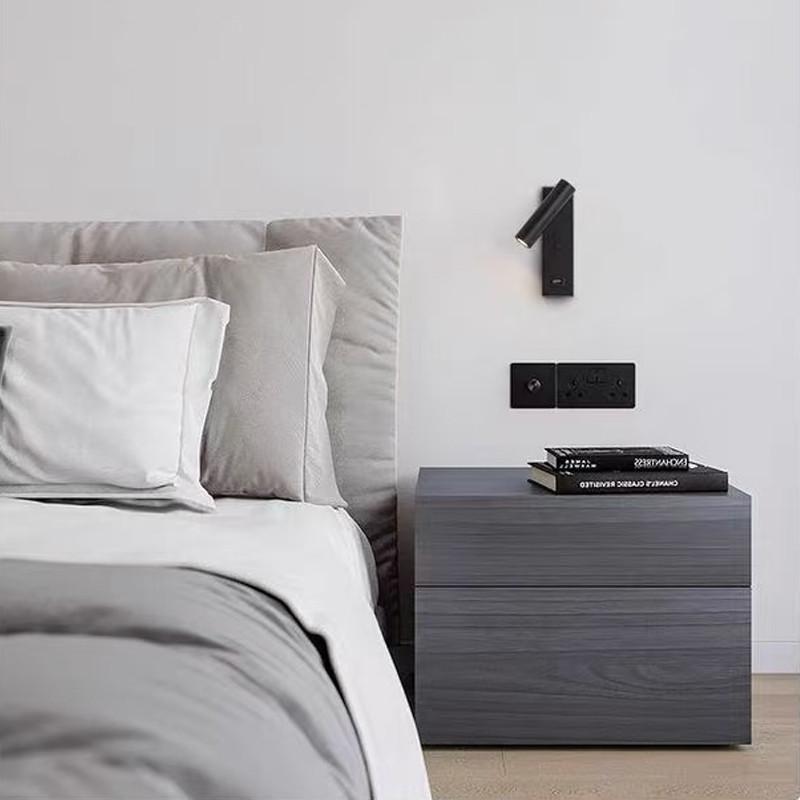 Modern Minimalist Hotel Bedroom Wall Lamp Bedside LED Reading Light Eye Protection Angle Adjustable Spotlight
