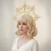 Vintage Baroque Tiara Headband Gold Plated Goddess Headpiece Sun Goddess Crown Halloween Costume