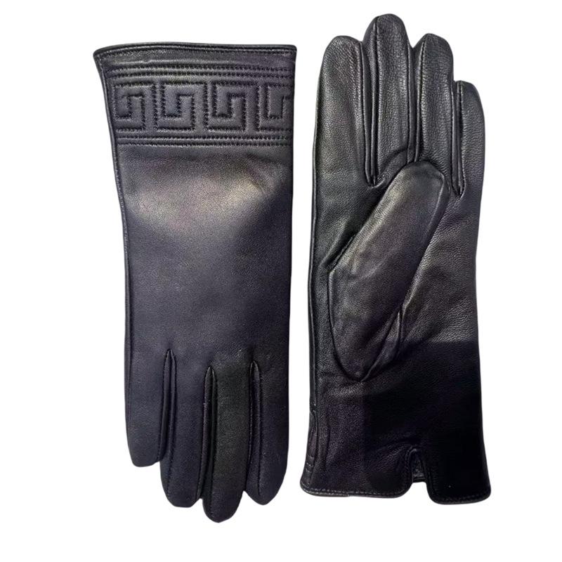 Women's Genuine Leather Winter Warm Gloves for Outdoor Sports, Thickened Matching Apparel Gloves