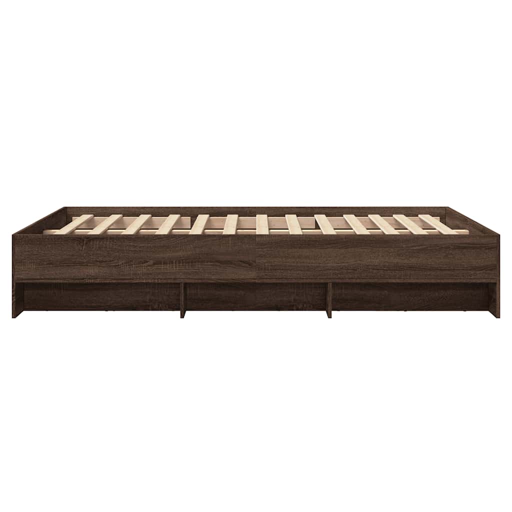 Bed Frame Without Mattress Brown Oak Look 120 X 200 Cm Engineered Wood