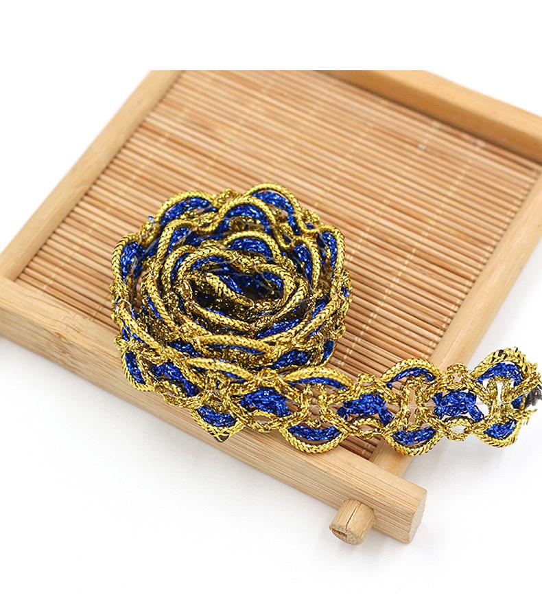 Ruban d'habillage en dentelle or argent 5Yards, tissu en dentelle courbe, couture mille-pattes tressé, ruban en dentelle, artisanat de mariage