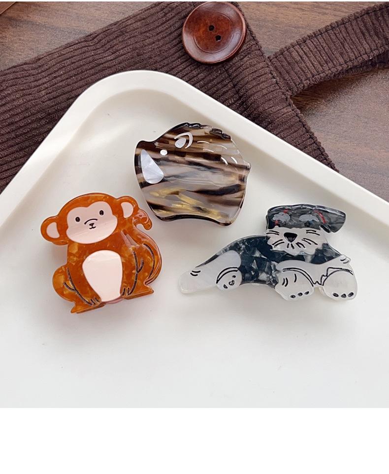 Schnauzer Monkey Acetate Hair Claw Clip - Women's Headwear & Styling Accessory