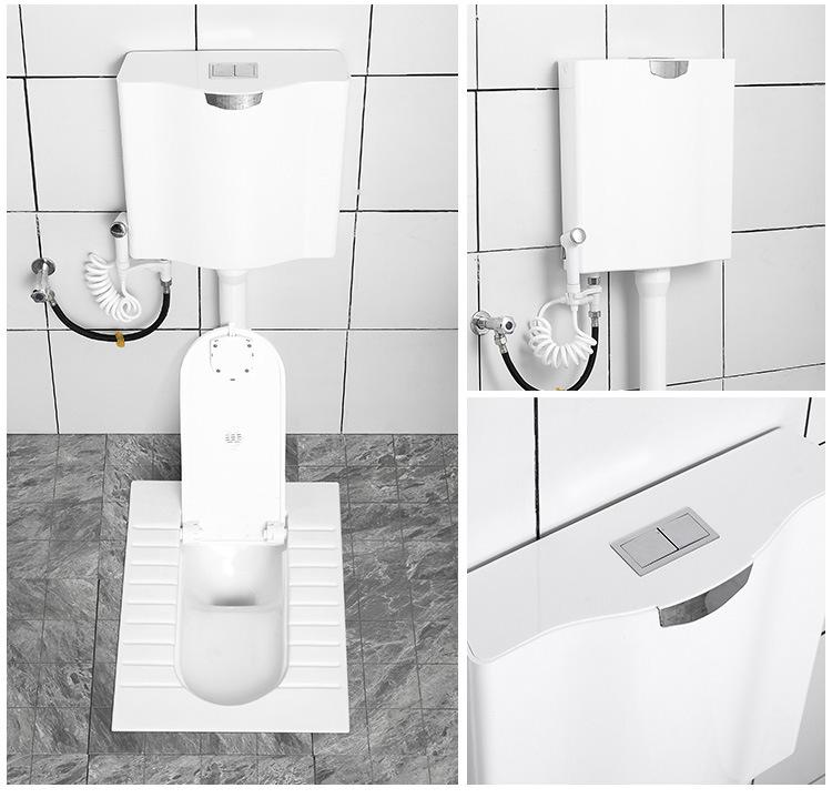 Compact Ceramic Squat Toilet with Flip Lid and Cover Plate