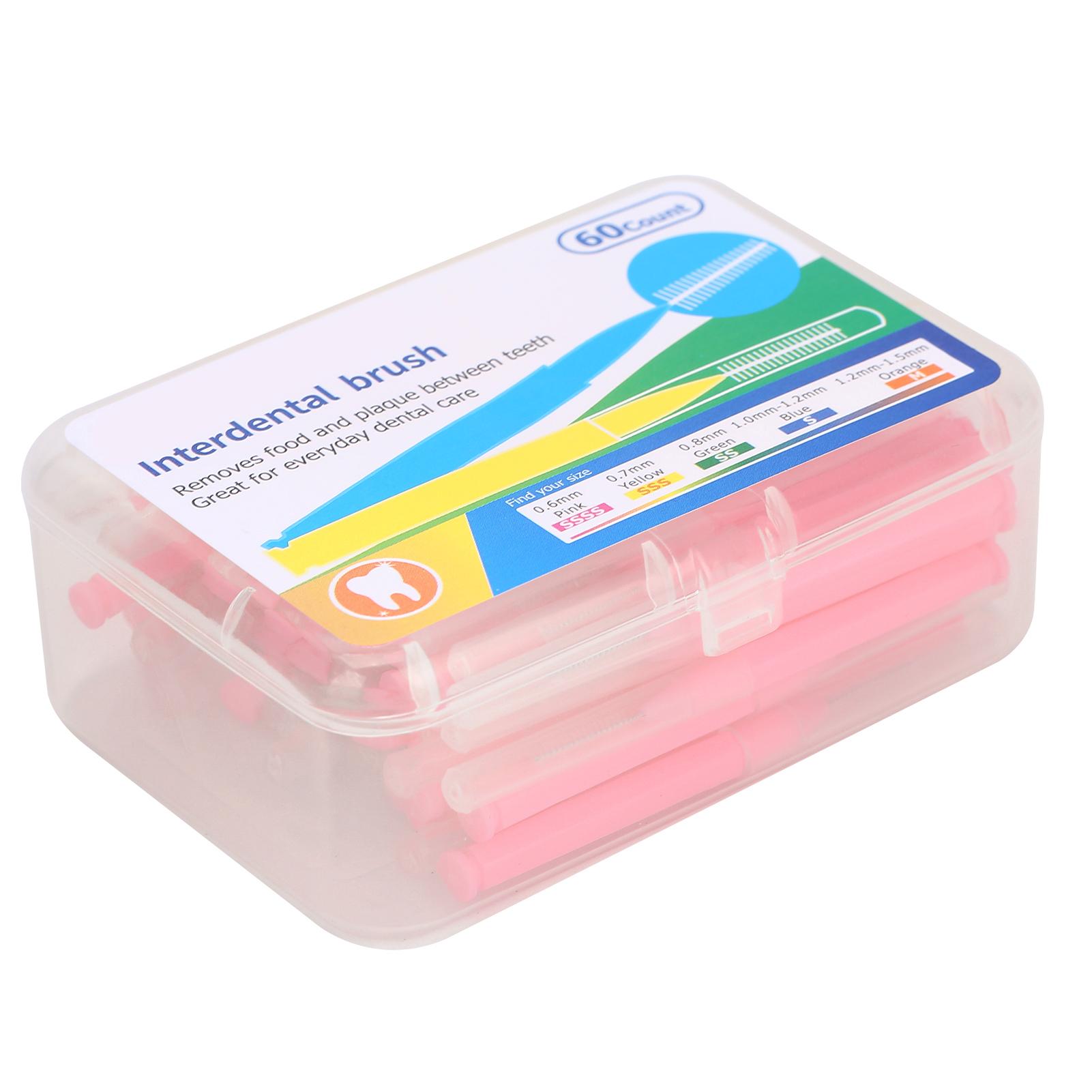 

60pcs Box Orthodontic Interdental Brush Tooth Cleaning Tool Dental Teeth Cleaner Toothpick Yellow розовый