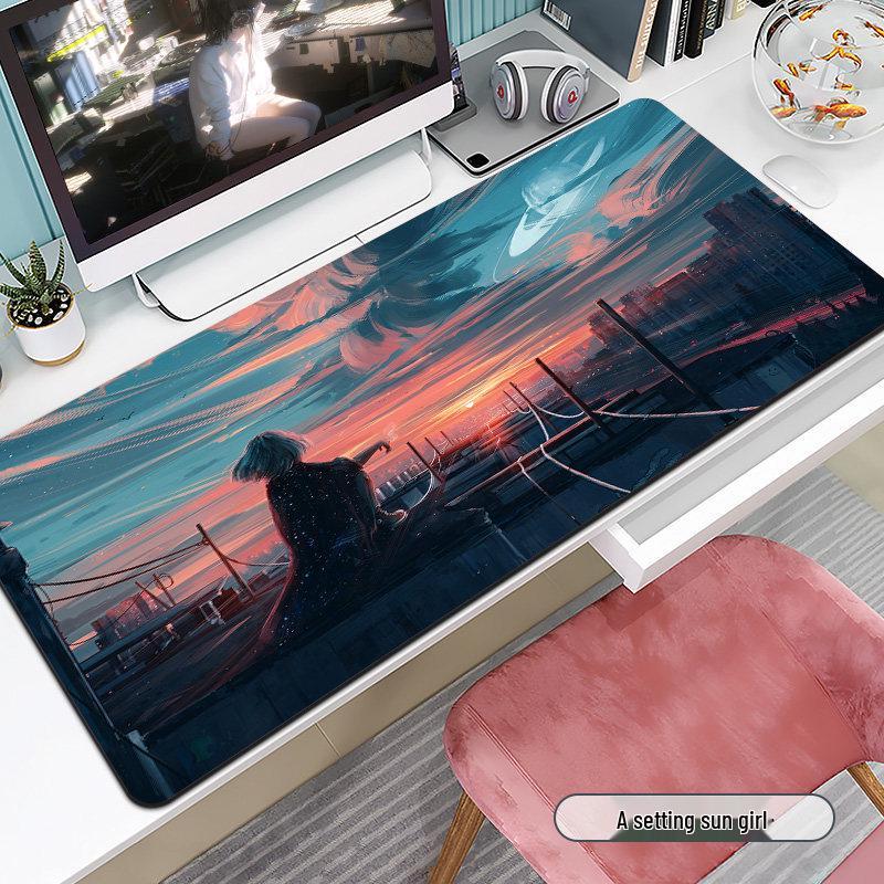 Extra Large Anime Esports Mouse Pad with Stitched Edges for Men and Women, Computer Desk Mat and Keyboard Pad