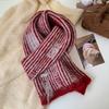 Korean striped knitted wasteland wind scarf women's winter new high-end coffee color warm thickened wool scarf