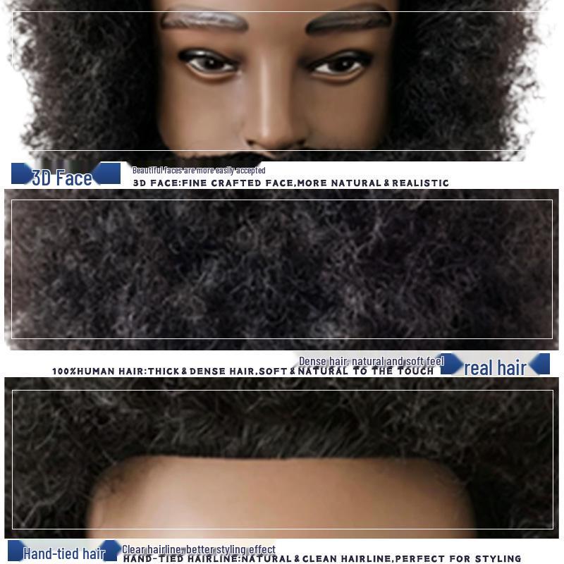 Men's Real Hair Beard Model Head for Styling and Practice