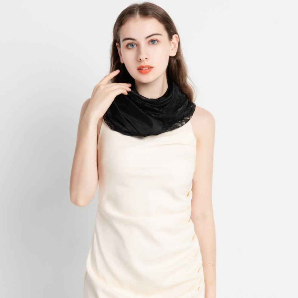 Sunscreen Lace Flower Tassel Scarf Transparent Embroidery Flower Shawl Mesh Neck Scarves  Wedding